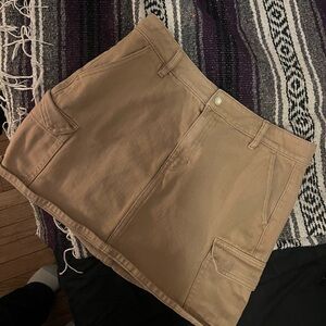 Khaki Mini Skirt with Pockets